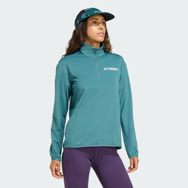adidas Terrex Multi CLIMAWARM Half-Zip Tech Fleece Jacket - Green