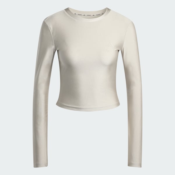 Beige Workout Essentials Long-Sleeve T-skjorte Shine