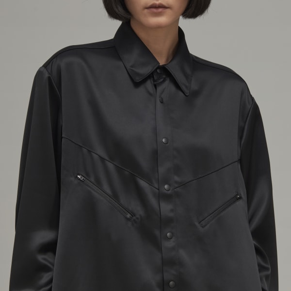 Black Classic Tech Silk Shirt Dress QF679