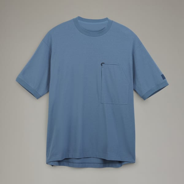 Blue Y-3 Crepe Pocket Tee