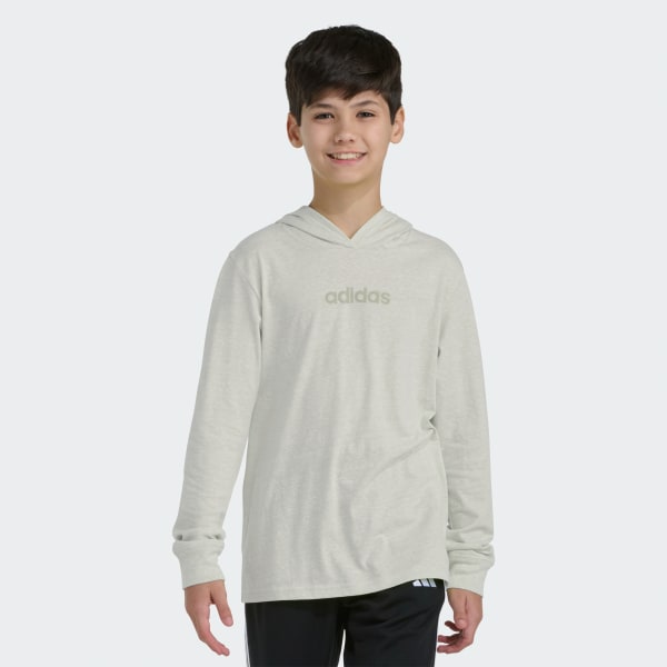 adidas LS HOODED SNOW HTHR TEE 26 - Beige | Free Shipping with adiClub