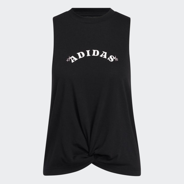 adidas Bloom Knotted Tank Top Black adidas New Zealand
