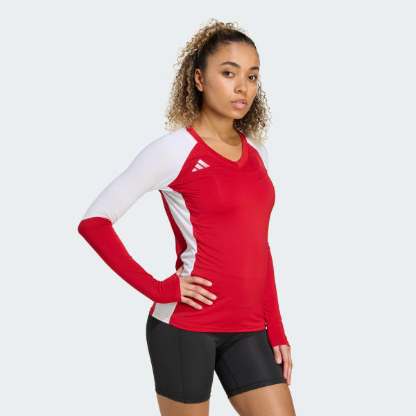 Rojo Camiseta de voleibol de manga larga Quickset