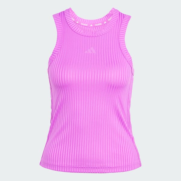 Paars All Gym Seasonal Rib Tight Fit Tonal 3-Stripes Tanktop