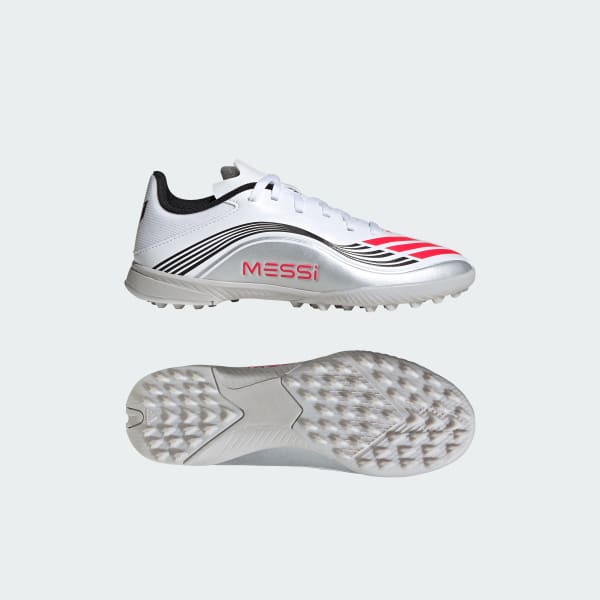 adidas F50 League Messi Turf Soccer Shoes Kids - Silver