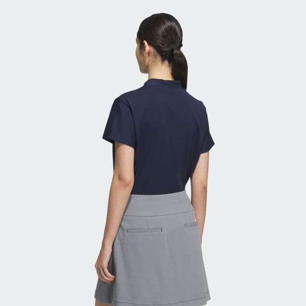 สีน้ำเงิน Heat.rdy คอเสื้อสูงปิดคอเล็กน้อย แขนสั้น