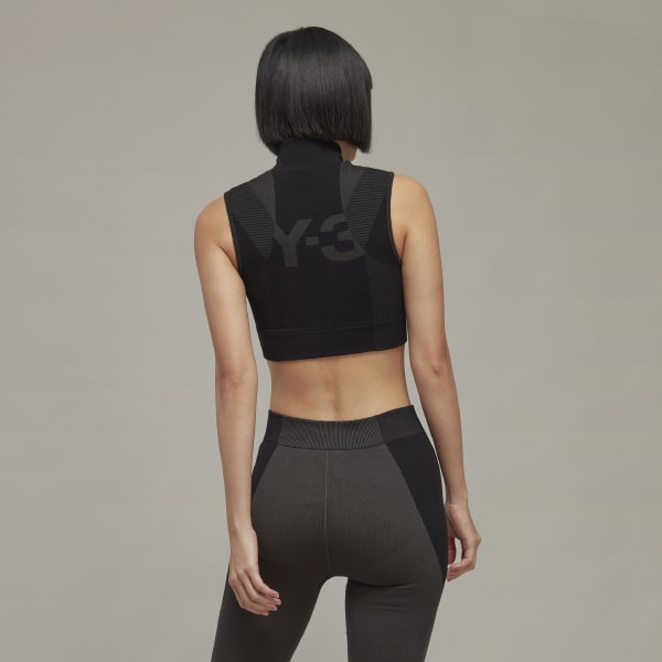 Black Y-3 Classic Seamless Knit Sport Top (Cropped) SF410
