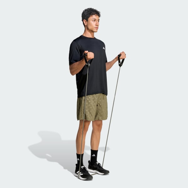 สีดำ เสื้อยืด WORKOUT ESSENTIALS FLEX