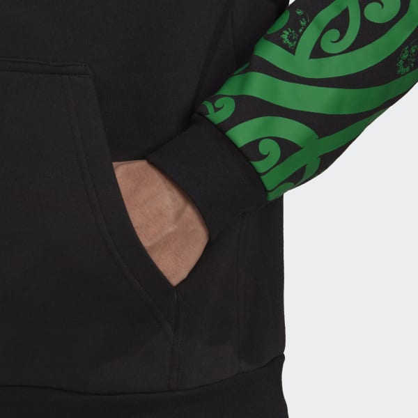 Czerń Maori All Blacks Rugby 3-Stripes Full-Zip Hoodie IE188