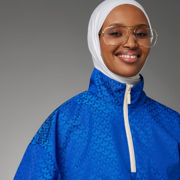 Blau adicolor 70s Half-Zip Monogram Windbreaker