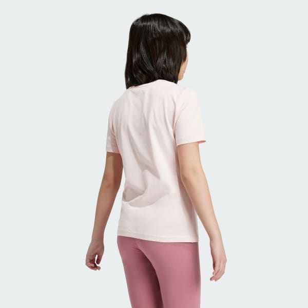 roze Essentials Linear Logo Katoenen Slim-Fit T-shirt