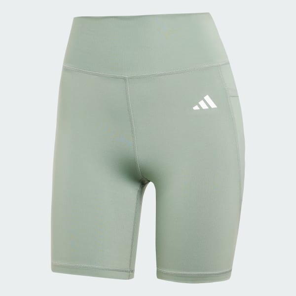 Green Optime Essentials Stash Pocket 7-Inch Short Leggings