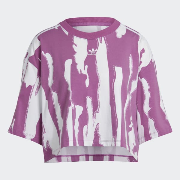 Lila Thebe Magugu Allover Print Crop T-Shirt NEC15