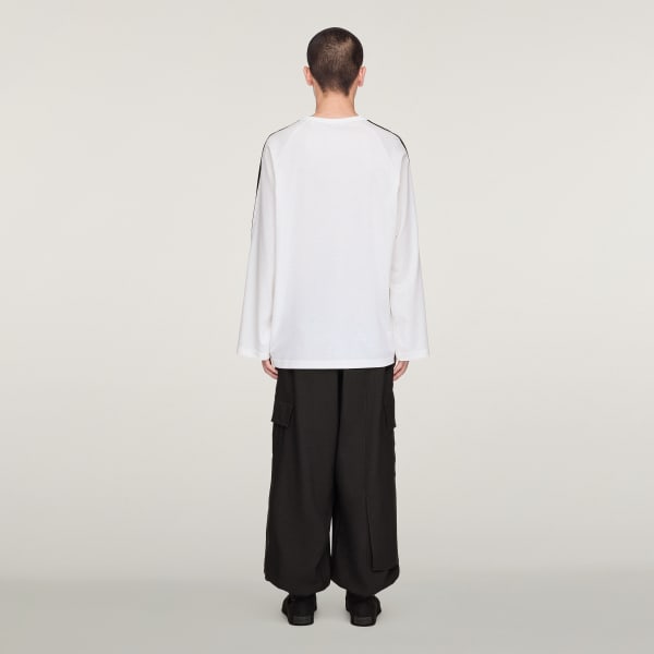 White Y-3 Long Sleeve Tee 3-Stripes
