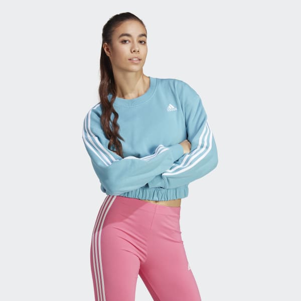 adidas Essentials 3 Stripes Crop Sweatshirt Blue adidas