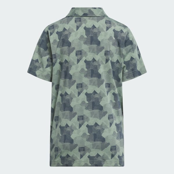 Green Printed Scripted Polo Shirt Kids