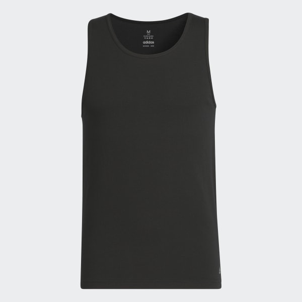 adidas Stretch Cotton Ribbed Tank Top 2-Pack - Black | Free