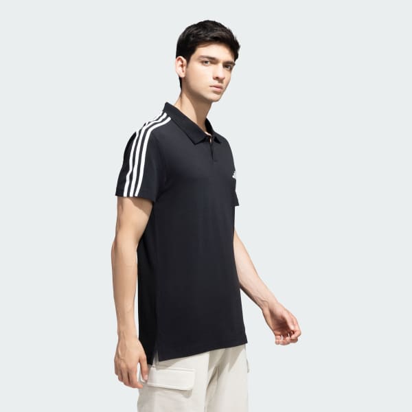 Black 3-Stripes Polo Tee
