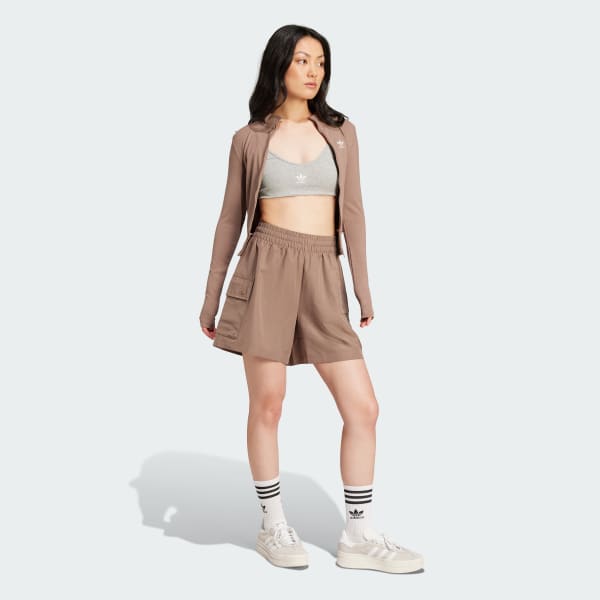 Marrom Shorts Cargo Cós Alto Essentials