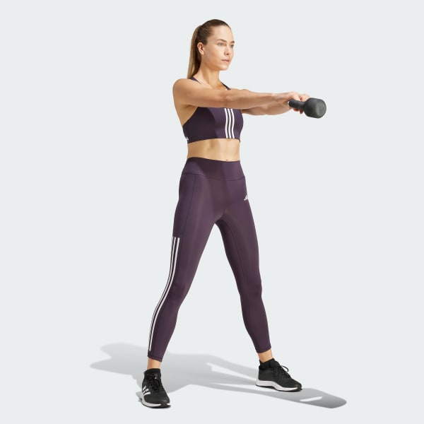 Purple Powerimpact Training Medium-Support 3-Stripes Bra