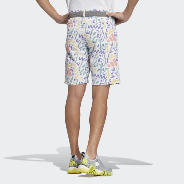 White Graphic Golf Shorts