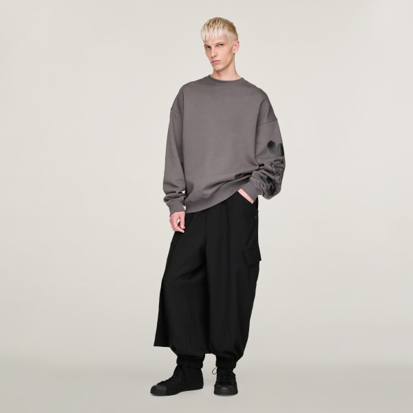 Grey Y-3 Graphic Crew Sweatshirt
