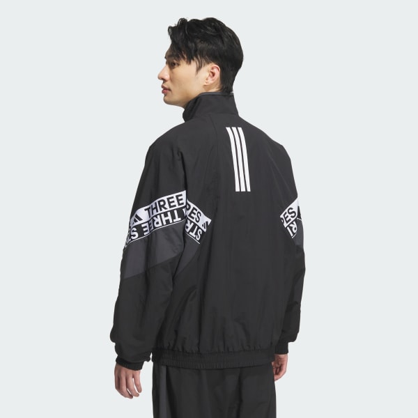 Black Wording Pack Woven 루즈 핏 메쉬 라인드 재킷