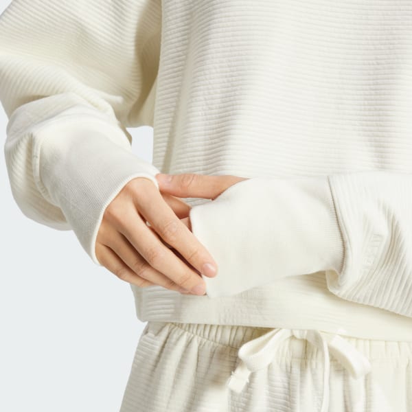 adidas Bluza ALL SZN Ribbed V-Neck - Bialy | adidas Poland