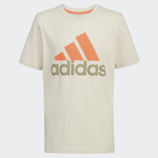 adidas Short Sleeve 2 Tone Sportswear Logo Tee Beige Kids