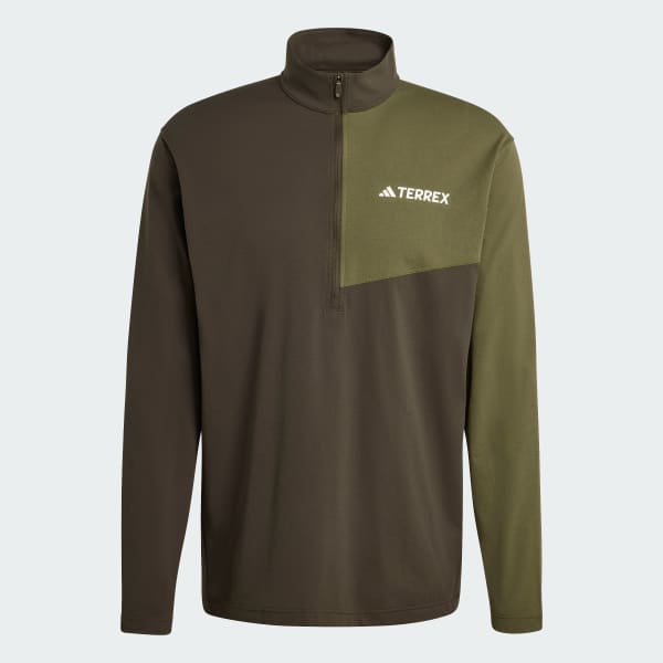 Groen Terrex Multi Climacool Longsleeve met Halflange Rits