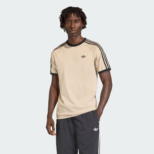 Beige 3-STRIPES T-SKJORTE