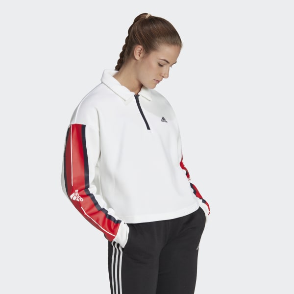 Blanc T-shirt de rugby en molleton à fines rayures colorblock Essentials RW373
