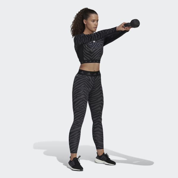 Multi Hyperglam Techfit Crop Long Sleeve Zebra Tee DKE07