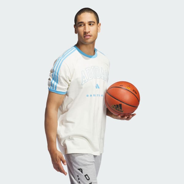 Bege Camiseta Estampada Ringer Basketball
