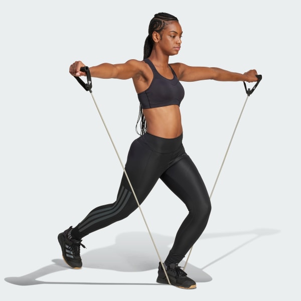 Svart Optime 3-Stripes Full-Length Tights