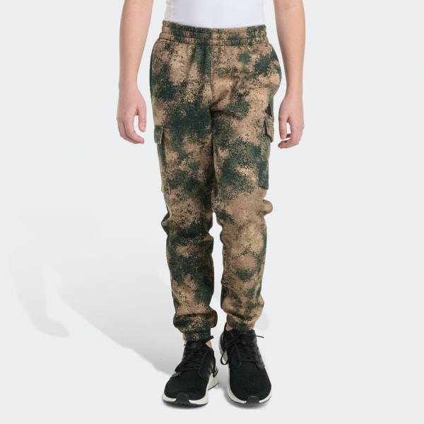 Brown Elastic Waistband Woodland Camo Printed Cargo Joggers
