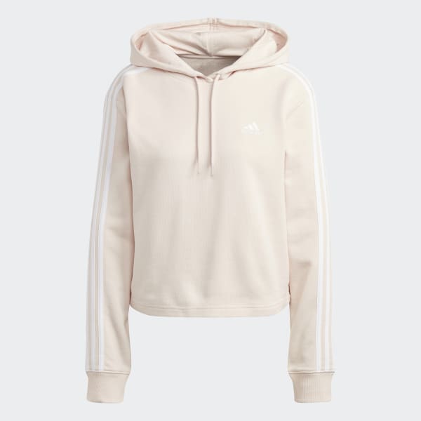 adidas Essentials 3-Stripes French Terry Crop Hoodie - Pink | Women\'s  Lifestyle | adidas US