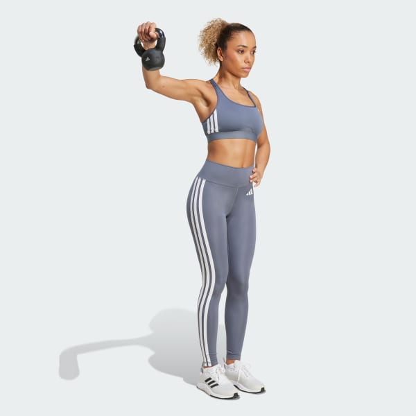 ブラック パワーリアクト エッセンシャルズ ミディアムサポート ブラ スリーストライプス