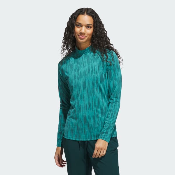 Green Ultimate365 Jacquard Long Sleeve Mock Neck Top