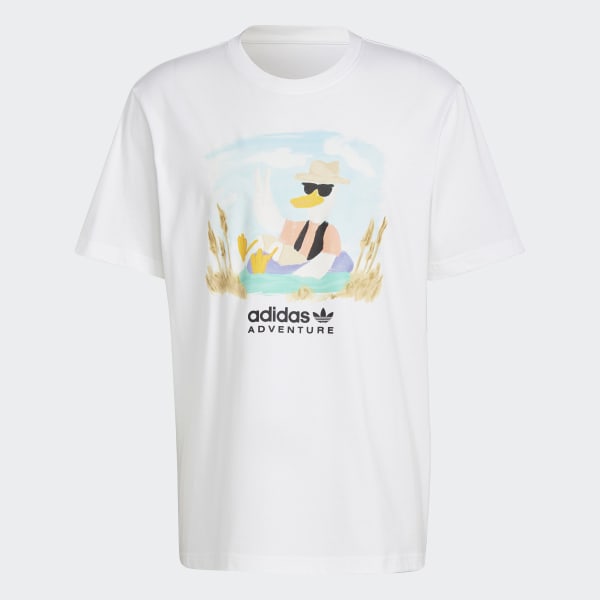 Bialy adidas Adventure Graphic Tee