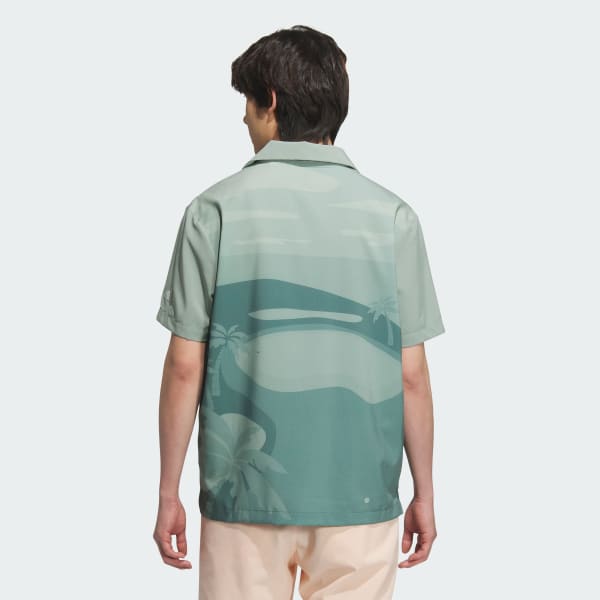 Green PG Allover Print Short Sleeve Polo Shirt