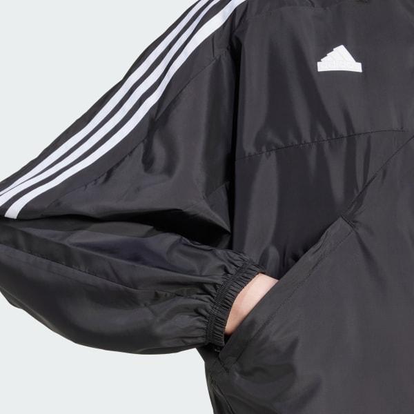 Adidas black 3 stripe jacket women's deals