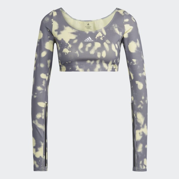 Gelb Hyperglam Cut 3-Streifen Long Sleeve Crop-Top CE474