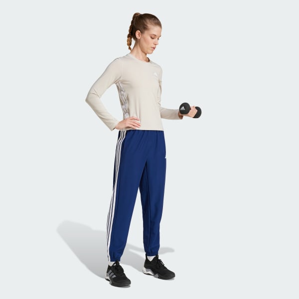 Blu Pantaloni Train Essentials 3-Stripes Woven