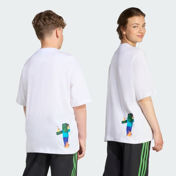Beyaz adidas x Minecraft Çocuk Tişörtü