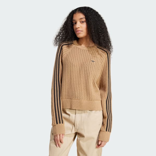 Kahverengi Adicolor Knitted Crew Sweatshirt