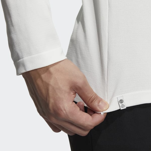 White Statement Primeknit Long Sleeve Polo Shirt LOL44