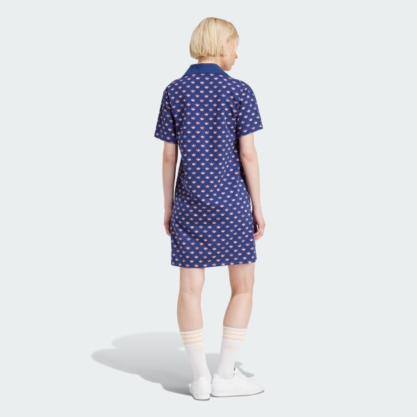 Mau-xanh-da-troi Váy Ngắn Tay Cổ Chữ V Monogram