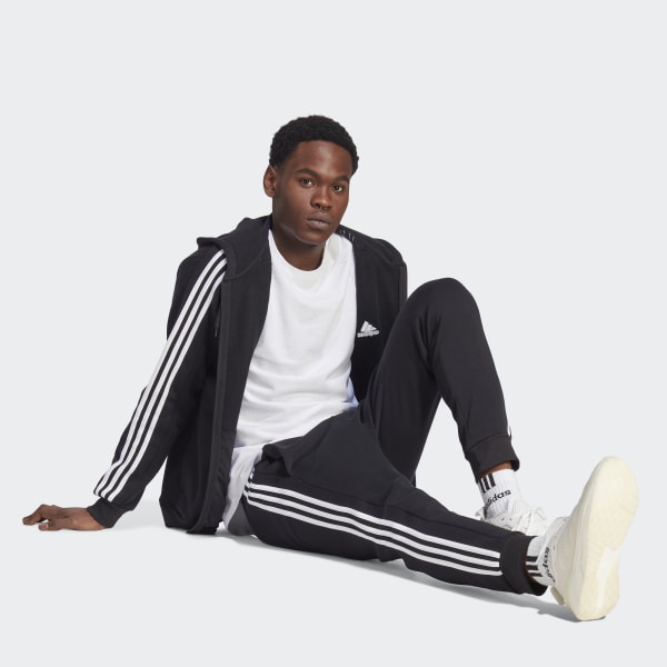 adidas Essentials Fleece 3-Stripes Full-Zip Hoodie - Black | Men's  Lifestyle | adidas US