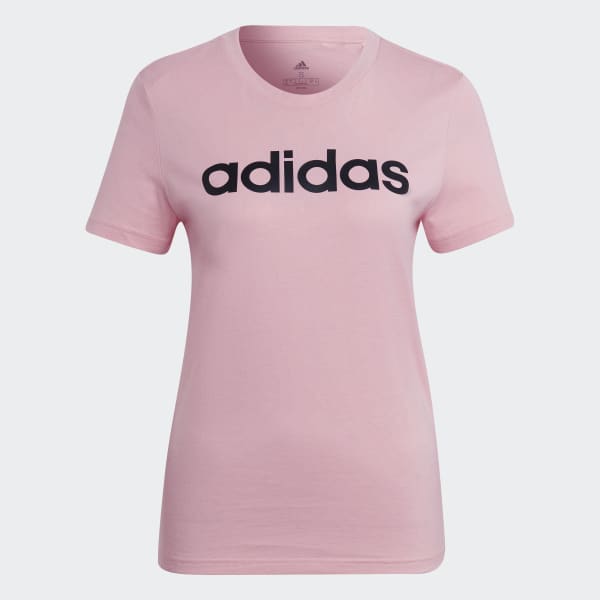Rosa Camiseta Essentials Logo Ajustada